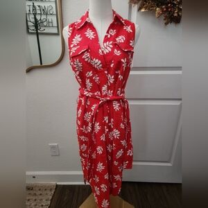 NWT Ann Taylor Red Floral Sleeveless Dress